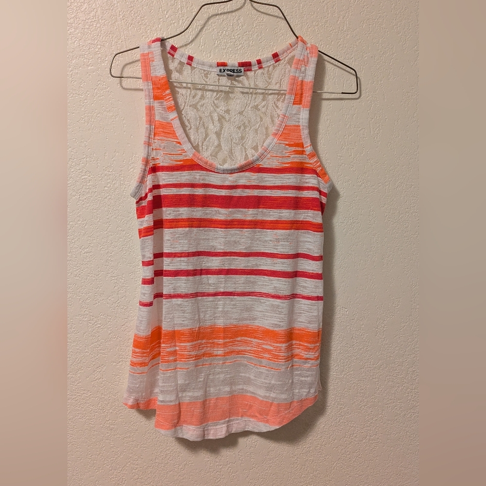 Express Orange and Gray Striped Tank Top